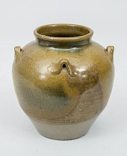 Jugtown Olive-Glazed Pottery Ovoid Vase