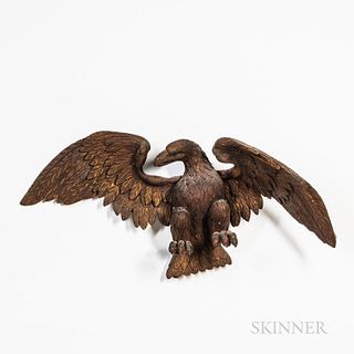 Carved Wood Spread Wing Eagle Wall Plaque