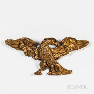 Carved Wood Gilt-gesso Spread Wing Eagle Wall Plaque