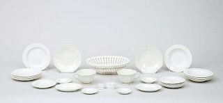 Twenty-Four Wedgwood Pearlware Dishes, an English Reticulated Oval Bowl, and Two Monterau Octagonal Cups and Saucers