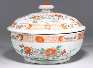 Chinese Famille Verte Enameled Porcelain Covered Serving dish