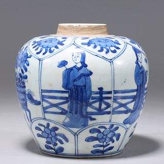Chinese Antique Blue & White Porcelain Jar