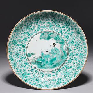 Chinese Famille Verte Enameled Porcelain Dish