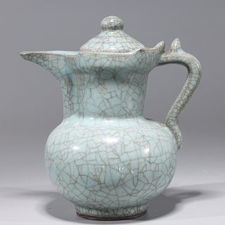 Chinese Porcelain Crackle Glazed Celadon Teapot