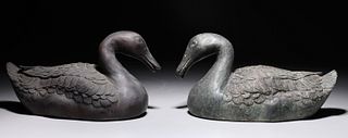 Pair of Chinese Bronze Metal Ducks
