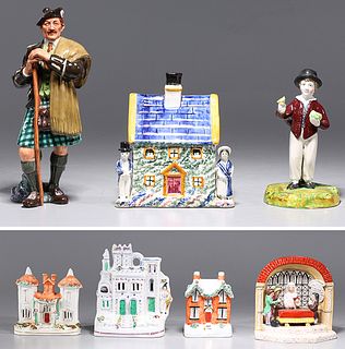 Group of Seven 19th Century Staffordshire Porcelains