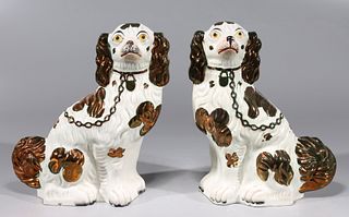 Pair of Antique 19th Century Staffordshire Spaniels