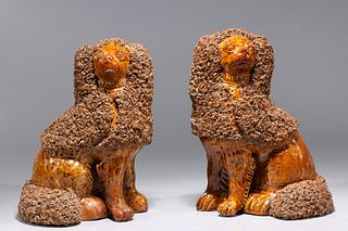 Pair of Antique European Ceramic King Charles Cavalier Spaniels