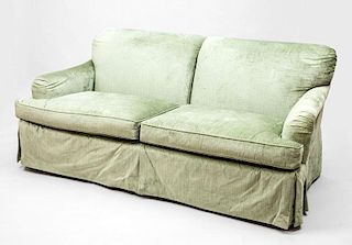 Green Chenille Upholstered Two-Seat Sofa