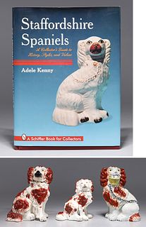 Grouping of Three Staffordshire Spaniels & Collector's Guide