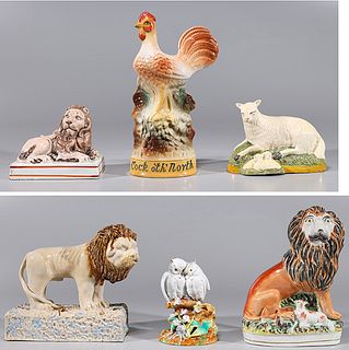 Group of Six Antique Porcelain Animal Figures