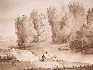 18th Century Framed Etching after Claude Lorrain (French, 1600-1682)