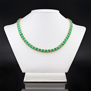 Emerald& Diamond 14K Yellow Gold Necklace