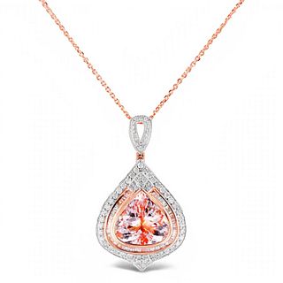 Morganite & Diamond 14K Rose Gold Pendant/Necklace