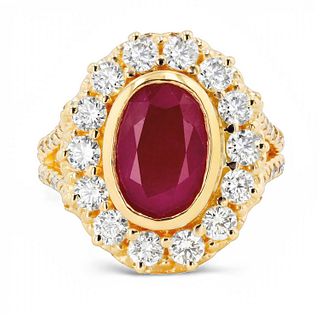 Ruby & Diamond 18K Yellow Gold Ring