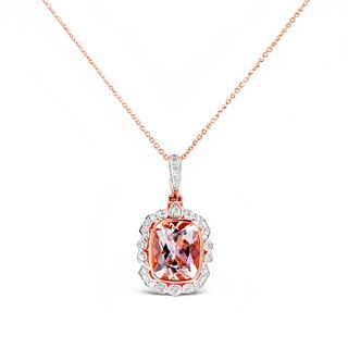 Morganite & Diamond 14K Rose Gold Pendant/Necklace