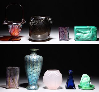 Group of Nine Assorted Vintage Glasswares