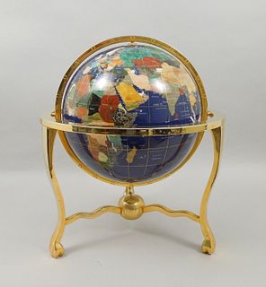 Lapis Gemstone Table Top Globe.