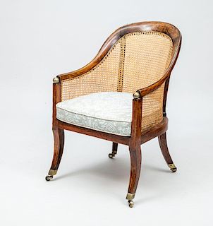 Regency Style Grain Painted and Caned Tubback Armchair