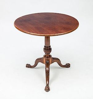 English Carved Mahogany Tripod Tilt-Top Table