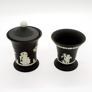 Set of 3 Wedgwood Jasperware Black Basalt Vases