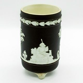 Rare Wedgwood Cream on Black Jasperware Footed Spill Vase