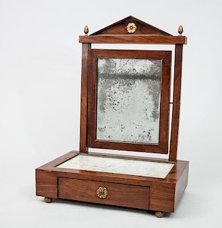 French Provincial Mahogany Dressing Table Mirror with Inset Marble Top