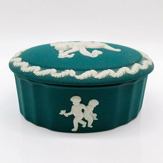 Wedgwood Jasperware Oval Spruce Green Trinket Box