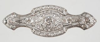 Victorian 18K White Gold & Diamond Brooch Pin