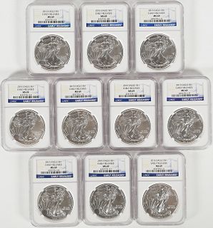 (10) NGC Graded MS69 Silver Eagles