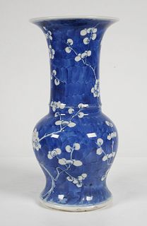 Chinese Blue & White Porcelain Prunus Vase