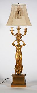 Antique Gilt Bronze Figural Lamp