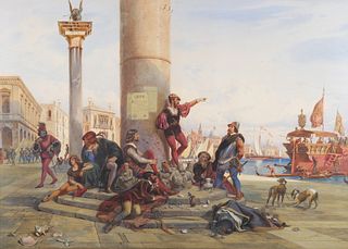 CARL WERNER, Watercolor, Venetian Scene