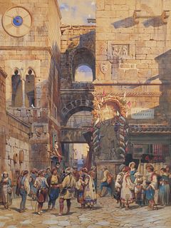 CARL WERNER, Watercolor, Rome Scene