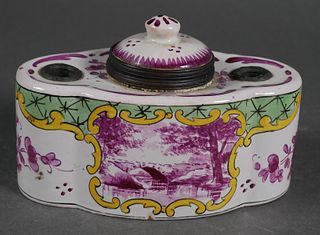 Antique French Faience Inkwell