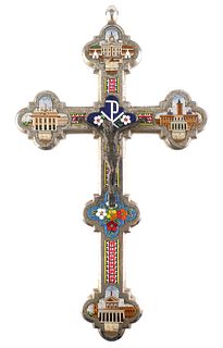 Ornate Italian Micromosaic Grand Tour Crucifix 