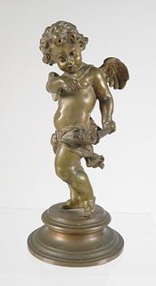 EUGENE BARILLOT Bronze Cupid Sculpture