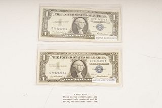 CRISP Pair 1957 $1 Silver Dollar Bill Consecutive