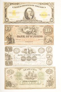 Group US Regional Dollars and $10 GOLD Bill