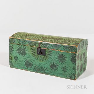 Green and Black Paint-decorated Dome-top Poplar Box