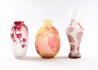 3 Cameo Glass Vases