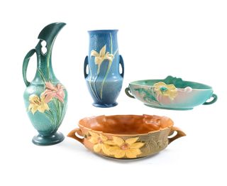 4 Pieces - Roseville Pottery - Floral Patterns