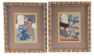 2 Japanese Woodblock Prints - Kunisada (Manner)