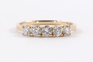 5 Diamond Gold Band Ring - 14K