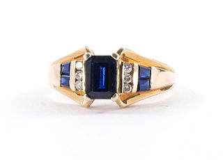 10K, Sapphire & Diamond Ring