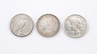 3 U.S. Silver Dollars - Morgan and Peace