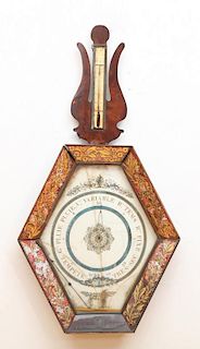 Napoleon III Giltwood and Verre Églomisé Barometer/Thermometer