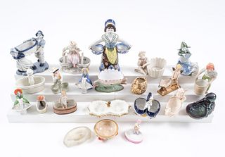 21 Glass & Ceramic Figural Open Salts
