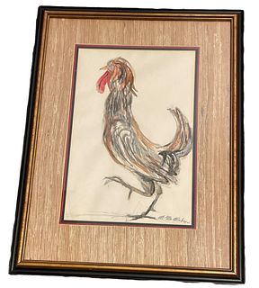 Signed M. Mc MAHON Mixed Media Rooster