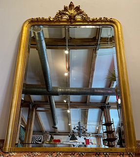 19th C. Gold Gilt Beveled Wall Length Mirror 